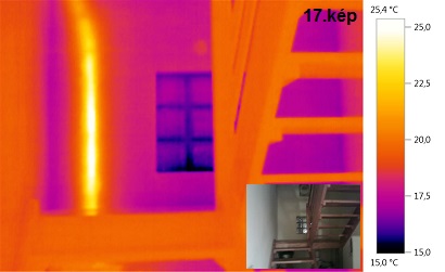 Hőkép. Falban futó csővezeték.